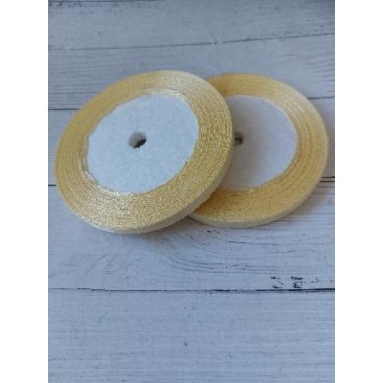 Лента атласная однотонная 0,6 см*25 ярдов цв. светло-желтый, цена за катушку